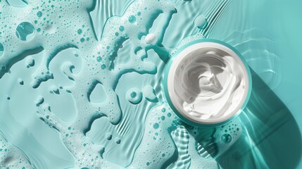 Leinwandbilder - Abstract summer background with water waves and sunlight featuring moisturizer cosmetics