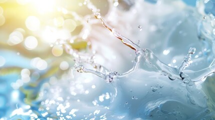 Leinwandbilder - Abstract summer banner with water waves and sunlight highlighting moisturizer cosmetics
