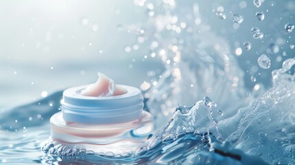Leinwandbilder - Abstract summer banner with water waves and sunlight highlighting moisturizer cosmetics