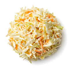 Canvas Print - Top view Coleslaw isolated on white background