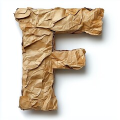 Sticker - Crumpled Brown Paper Forming the Letter F