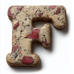 Sticker - Stone Letter F with Red, White, and Black Marbling