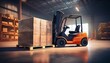 © Rindi - A forklift is positioned next to a large pallet in a warehouse, preparing to lift it