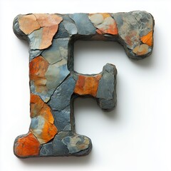 Poster - Stone Mosaic Letter F with Gray, Orange, and Brown Hues