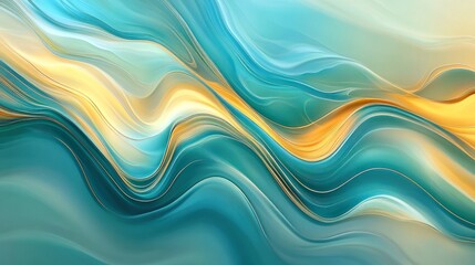 Poster - Abstract Blue and Gold Waves