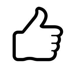 Aufkleber - Like confirm and thumb up black outline icon, isolated on white background
