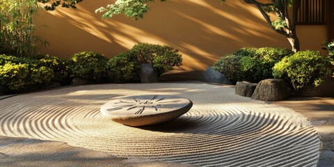 Sticker - Sand garden with a clock in the middle.