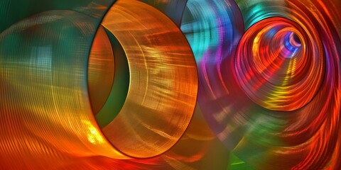 Poster - Abstract colorful translucent swirls with lines.