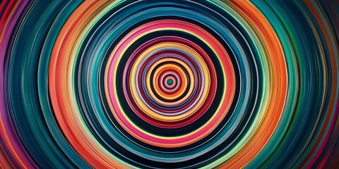 Poster - Colorful concentric circles, abstract pattern.