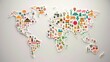 © Sumet - A world map filled with colorful icons depicting various cultures