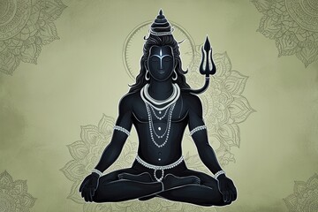 enchanting lord shiva silhouette in calming meditation style embracing indian spirituality