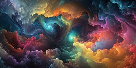 Poster - Abstract swirling clouds of vibrant colors.