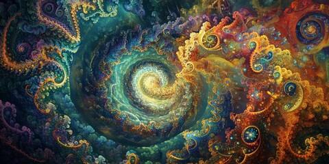 Colorful abstract spiral fractal background.