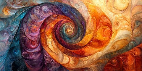 Poster - Abstract swirl painting in warm colors.