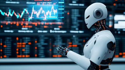 AI Robot Analyzing Stock Market Data