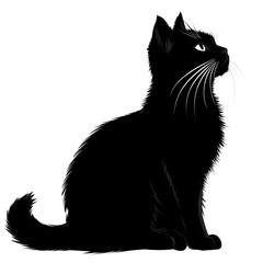 Canvas Print - Black cat silhouette isolated on white