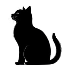 Canvas Print - Black cat silhouette isolated on white