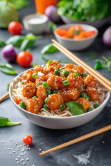 Canvas Print - Orange chicken with rice