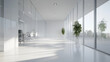 © Desinage - White, minimalist, modern office hallway or corridor