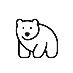 Wall Mural - Polar bear silhouette black line icon