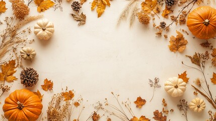 Wall Mural - Rustic Pumpkin and Dry Botanical Display