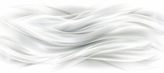 Wall Mural - Abstract White Background with Smooth Wavy Lines, Flowing Shape Design, Elegant Silver Silk Texture