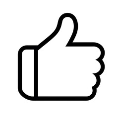 Aufkleber - Like confirm and thumb up black outline icon, isolated on white background 