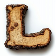 Wall Mural - Wooden Letter L with Bark Texture