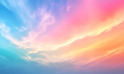 Wall Mural - Pastel Sky with Wispy Clouds at Sunset