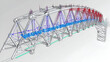 © Studios - Bridge engineering structural analysis results of the finite element method calculation  stress fields in a truss bridge tension in blue compression in red
