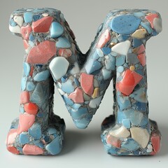 Wall Mural - A 3D Rendered Letter M Constructed From Multicolored Stone