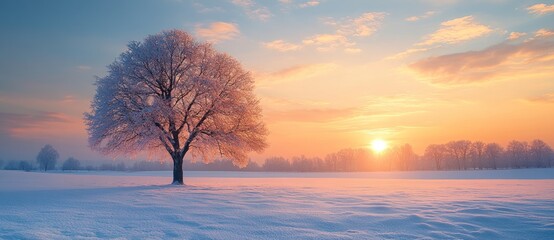 Poster - Solitary Tree in a Winter Wonderland