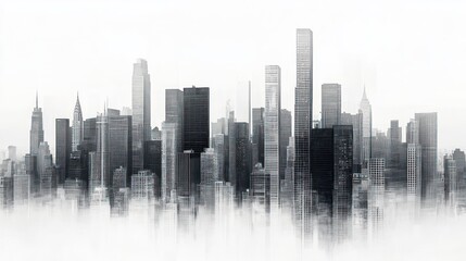 Sticker - Cityscape Skyline in Fog