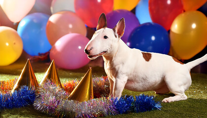 Poster - Bull Terrier at a Party Venue