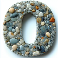 Wall Mural - Pebble-Embedded Number Zero