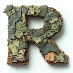 Sticker - The Letter R Formed From Dried Leaves and Bark