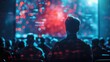© Phoenix AI Photo - A captivated audience views a dynamic digital display, showcasing vibrant colors and intricate data visualizations.