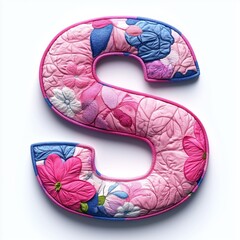 Canvas Print - Floral Fabric Patchwork Letter S