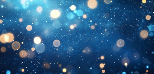 Wall Mural - abstract blue background with bokeh lights and copy space for text, glowing effect.