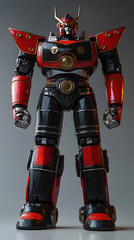 In the Japanese tokusatsu style of the Showa period, present the image of a huge robot