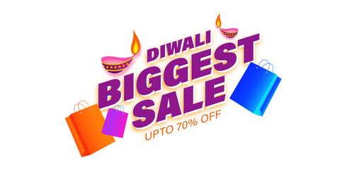 Wall Mural - Vector illustration of Happy Diwali Sale social media feed template