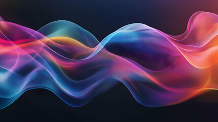 Wall Mural - Bright iridescent chromatic ribbon flowing in abstract waves