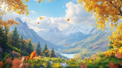 Wall Mural - Autumnal Mountain Landscape