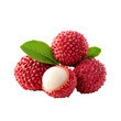 © Foxgrafy - Fresh Lychee Fruits with Green Leaves Isolated on Background