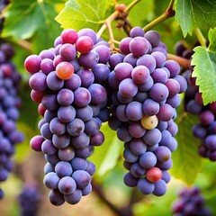 ripe isabella grapes growing in vineyard