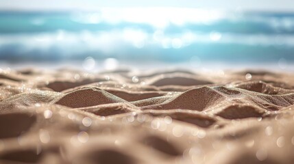 Wall Mural - Hot sand with blurred ocean background