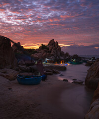 Ke Ga sea, Binh Thuan province, Vietnam is at glorious red sunrise moment