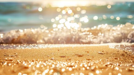 Wall Mural - Sun-drenched beach with shimmering bokeh