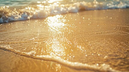 Poster - Warm sandy beach with sunlight reflections