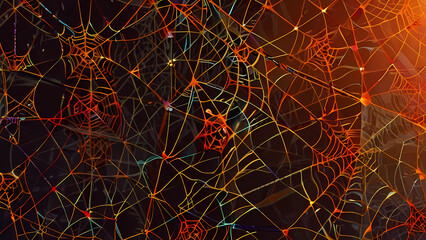 Wall Mural - abstract spider web pattern where the web dissolves into swirling, smoke-like forms